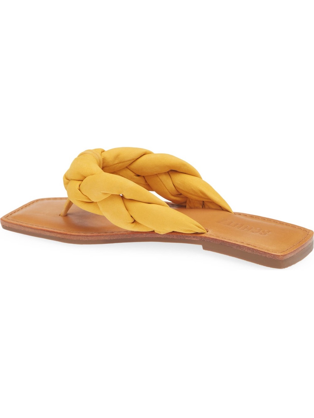 SCHUTZ Braided Yellow Leather Toe-Post Sandal - Picture 3 of 11